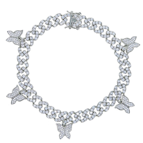 Butterfly Cuban Anklet - Silver