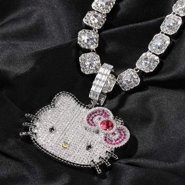 Iced Out Kitty Necklace