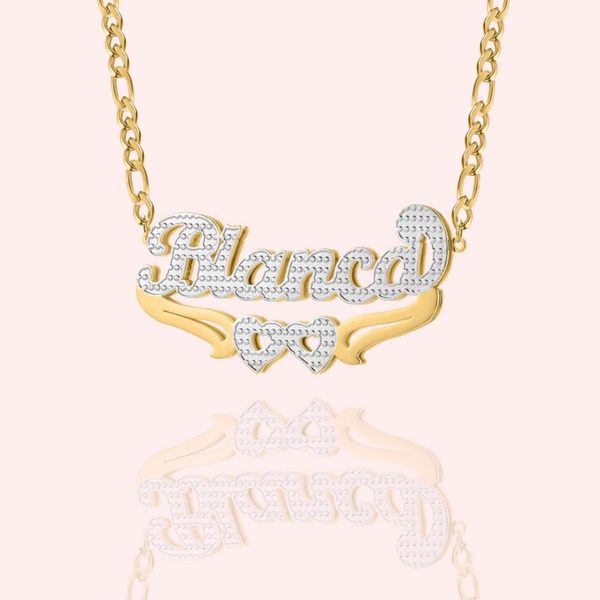 Double Plated Hearts Name Necklace