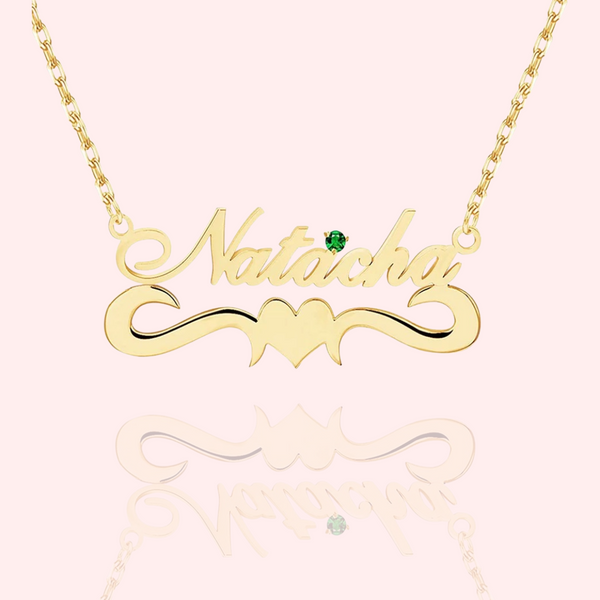 Script Birthstone Nameplate