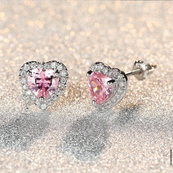 Reign Heart Studs - Pink