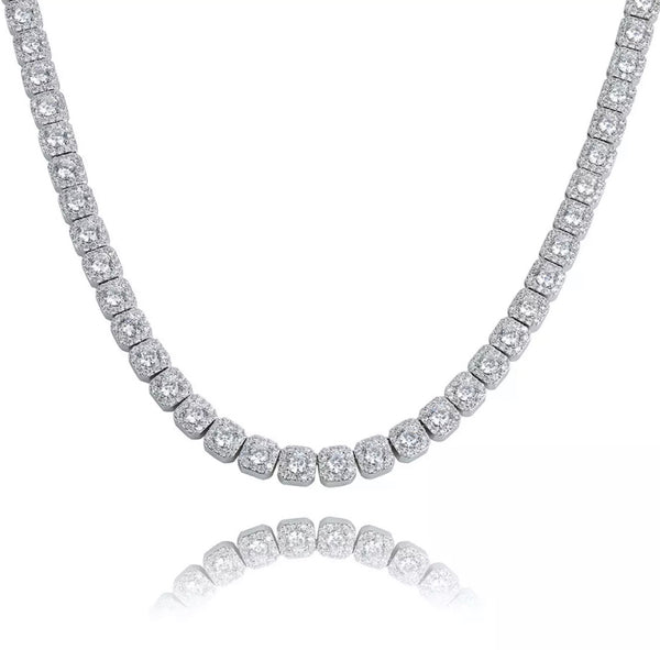 Clustered tennis necklace | Silver