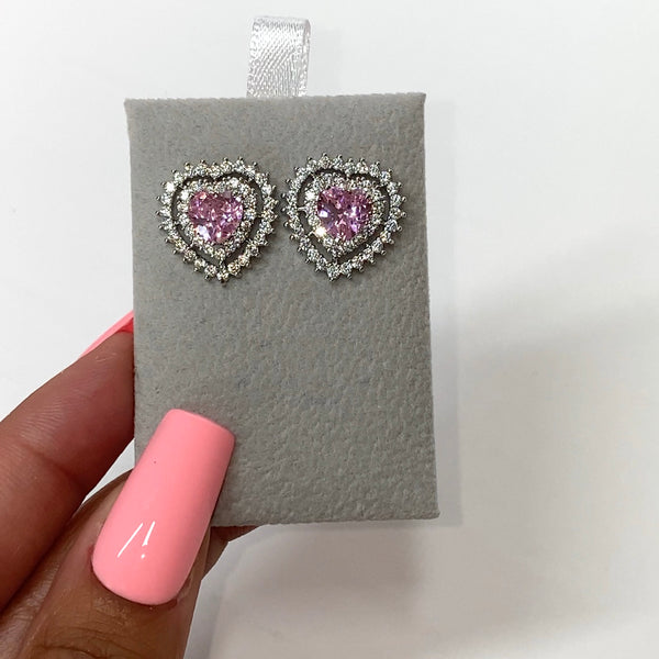 Diamante Heart Studs